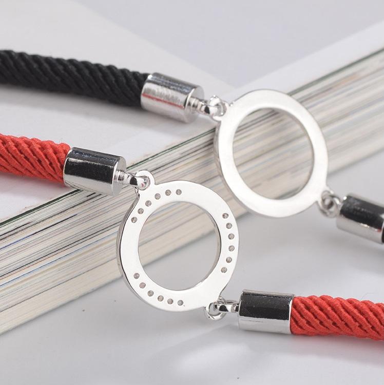 COMBO- CẶP VÒNG TAY ĐÔI Bracelet tình yêu (Đồng trắng mạ Bạch kim) (Đen và Đỏ)