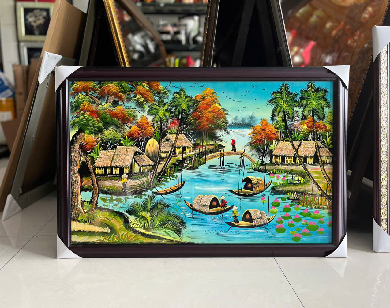 Tranh Sơn Mài - ĐỒNG QUÊ VIỆT NAM | Size 50x80 cm | Mộc Mạc – Bình Yên – Đậm Hồn Dân Tộc