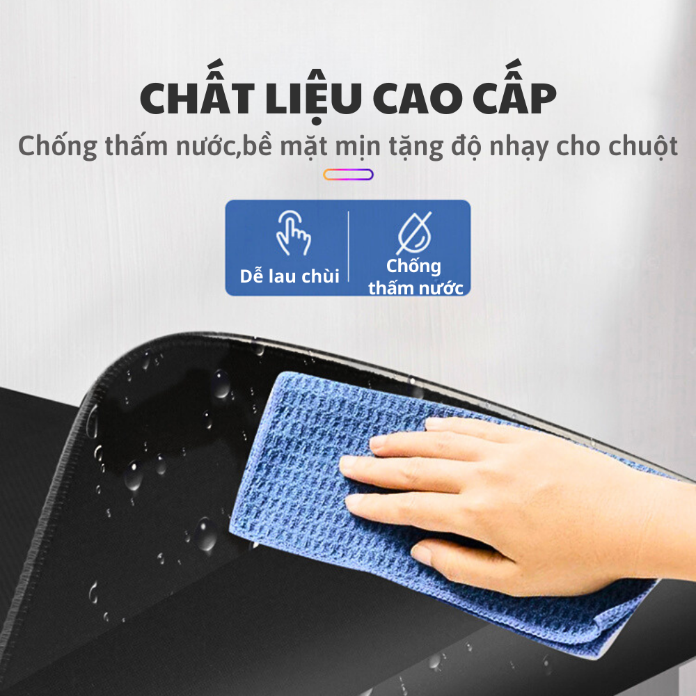 Lót Di Chuột Cỡ Lớn Kèm Sạc Điện Thoại Không Dây Langtu Shop Có Viền Đèn Led RGB Hàng Chính Hãng