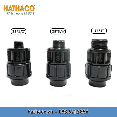 Com bo 5 Măng Sông 40 Ren Ngoài 32 - 40 - 50 (ren 1&quot; - 1.1/4&quot; - 1.1/2&quot;) HATHACO Nối Ống HDPE