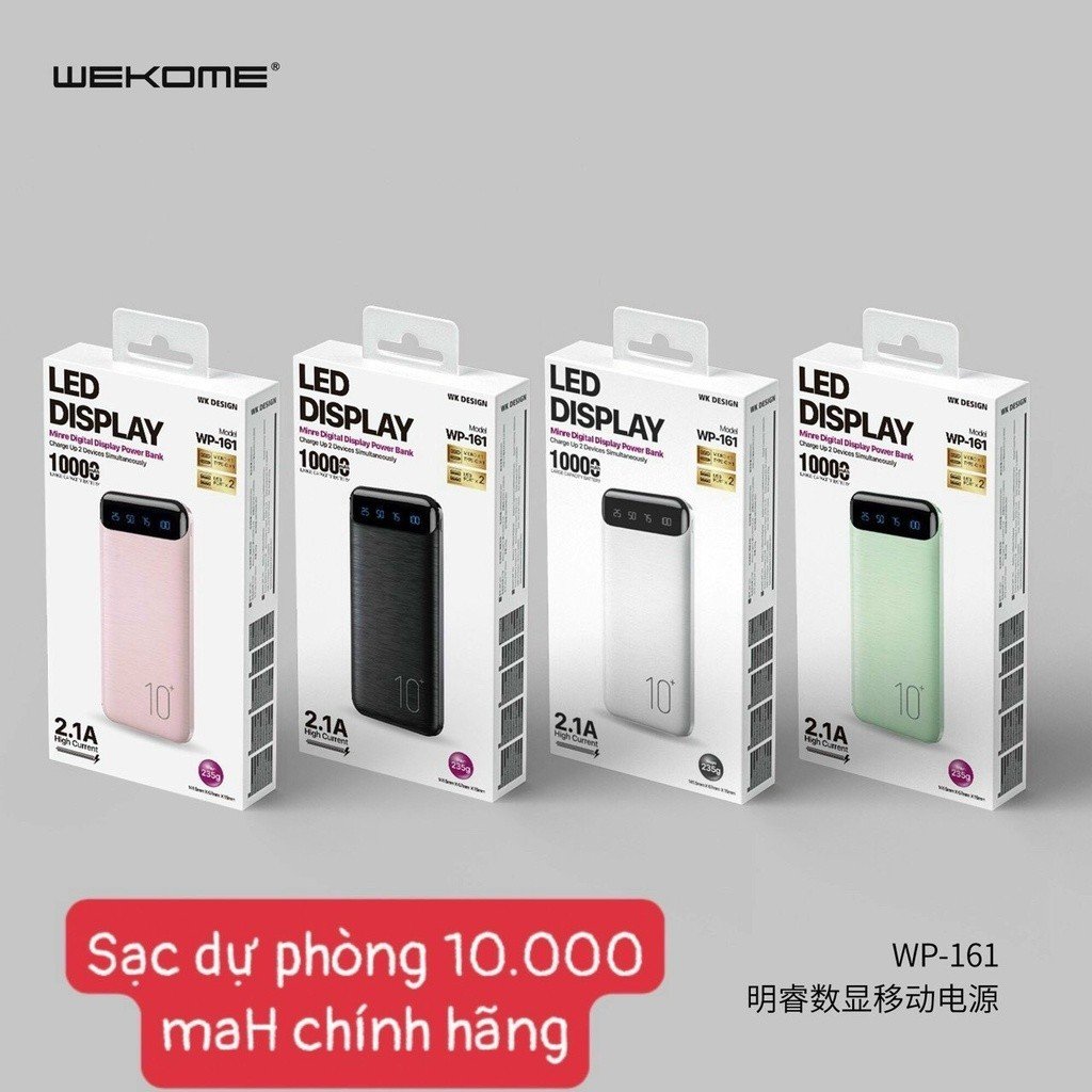 Pin Sạc Dự Phòng WP-161 Có LCD 10000Mah Sạc Nhanh