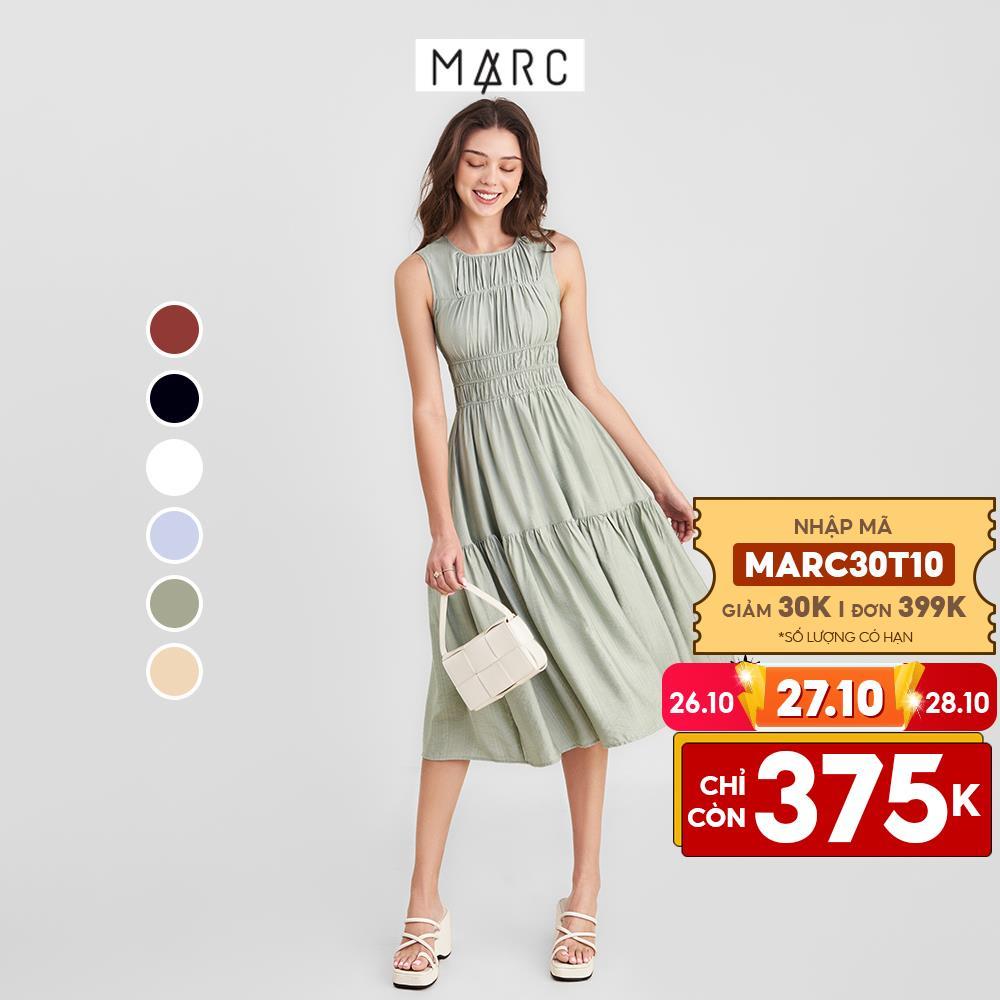 Đầm nữ MARC FASHION midi sát nách rút nhún ngực thun eo FAVH039722