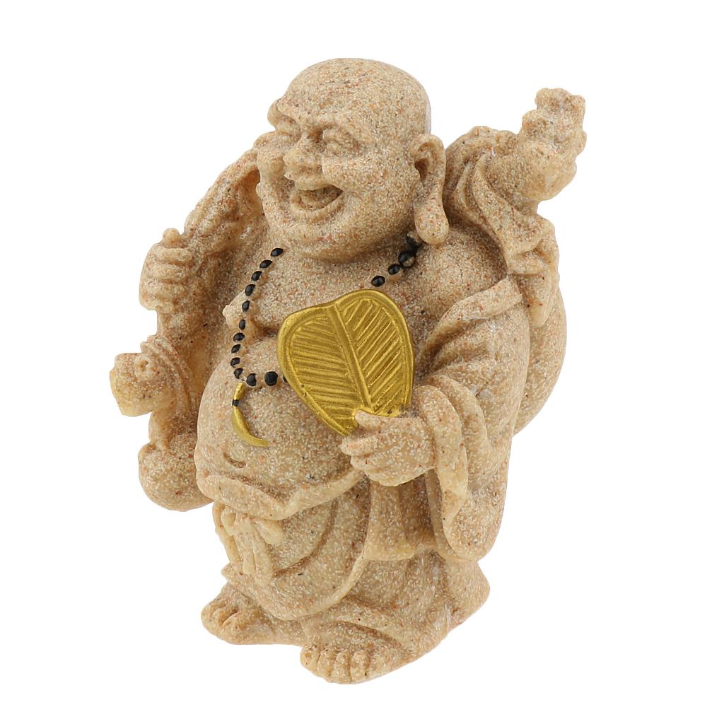 Generic Sandstone Maitreya Happy Smile Buddha Statue Sculpture Hand Carved Figurine