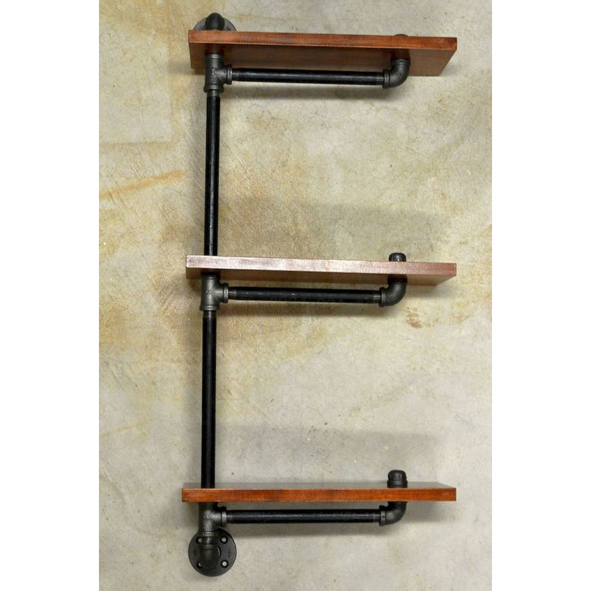 Kệ treo gắn tường chất liệu ống nước và gỗ trang trí nhà decor