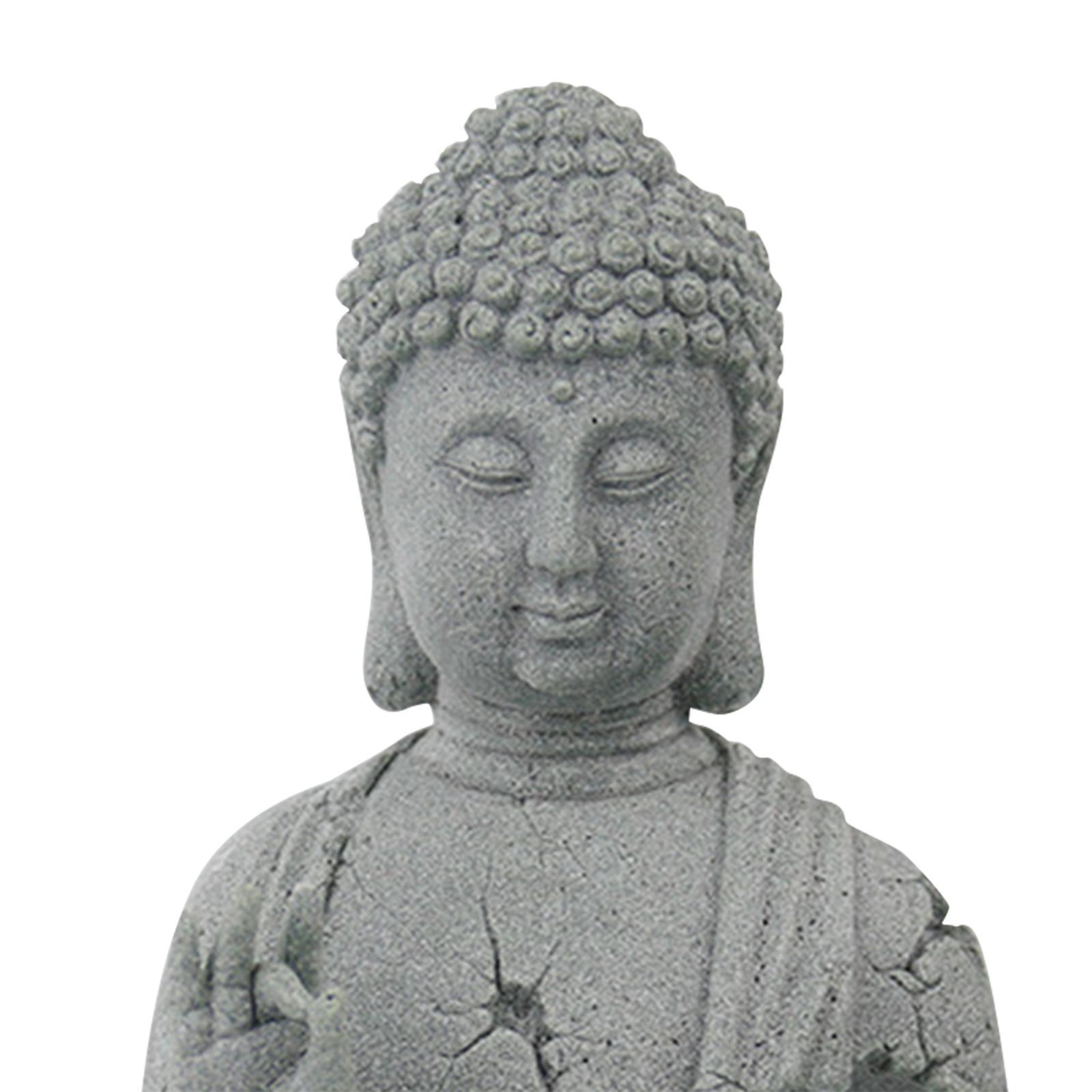 Antique Buddha Statue Decorative Figurine Zen Meditation Hand Carved Showpiece for Landscaping Tea Room Tabletop Yard Meditation Decoration
