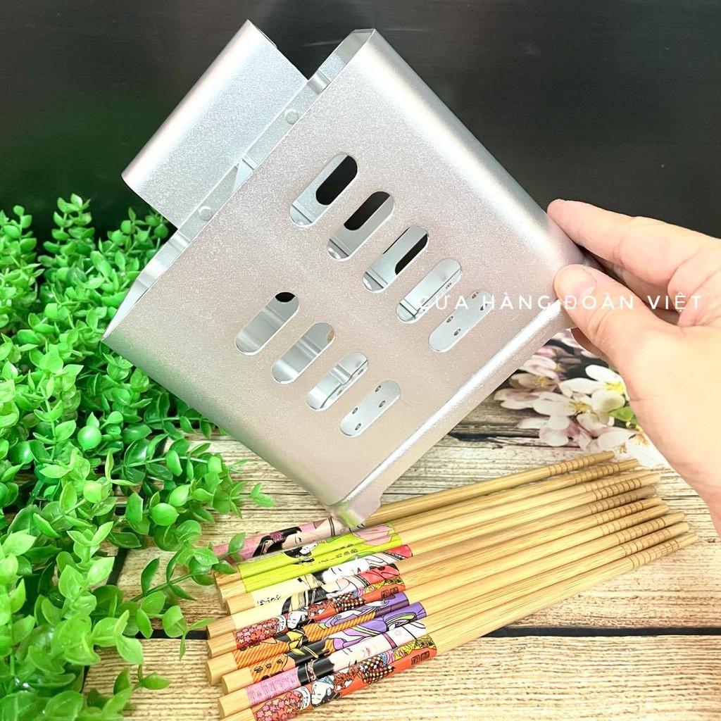 Ống vắt đũa muỗng, ống đựng đũa muỗng tiện lợi 2 ngăn - Nhôm dày cao cấp 15cm, nặng 400g