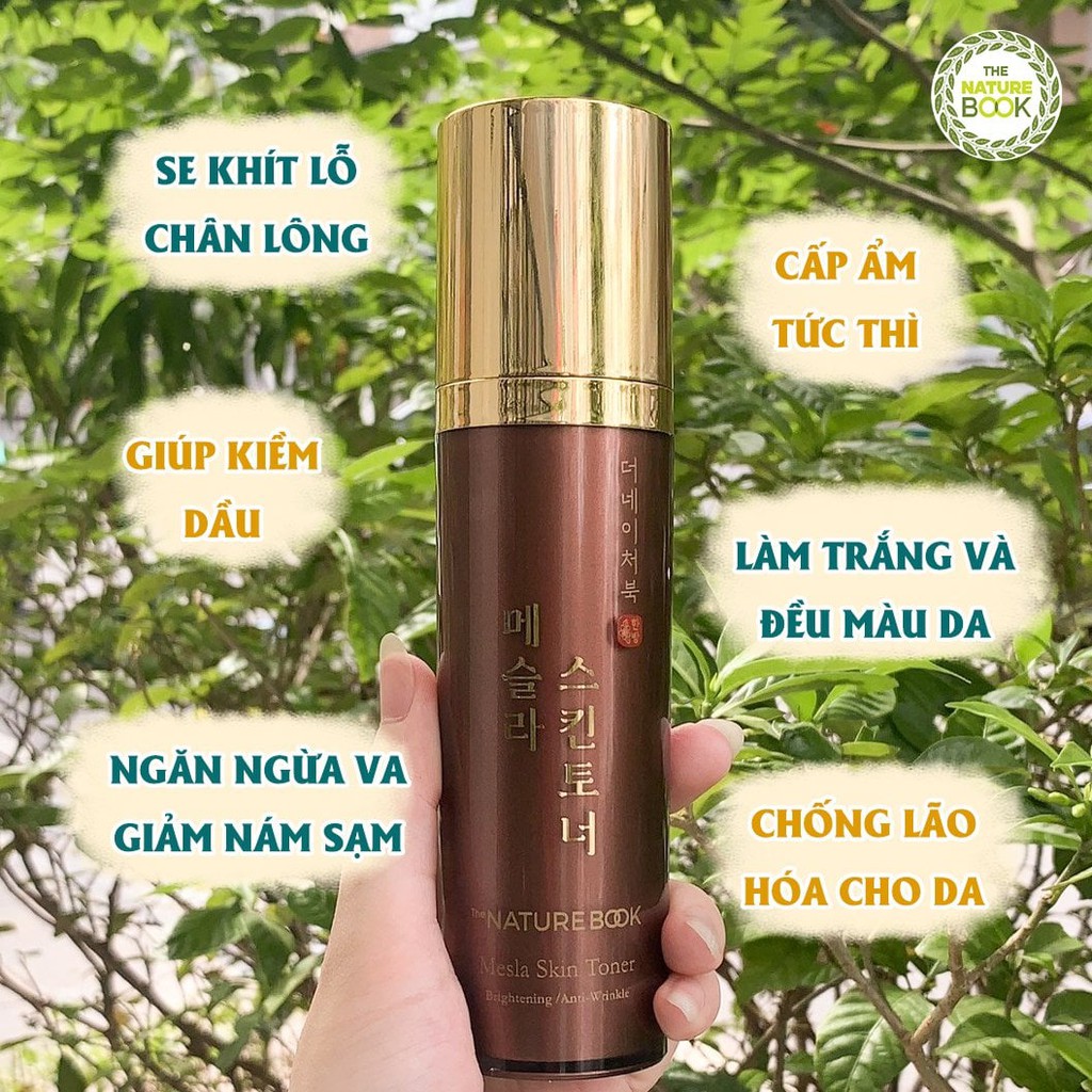 Nước hoa hồng The Nature Book dưỡng trắng ngừa nám da Mesla Skin Toner 120ml