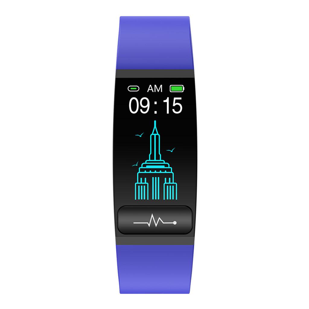 Smart Watch Tracker Body Temperature Blood Pressure Heart Rate IP67 Blue