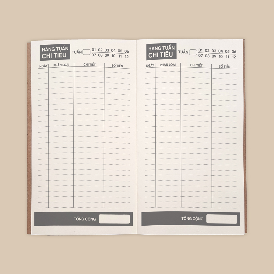 Sổ tay Planner - Sổ tay giữ tiền bìa cứng 21x11 tài chính cá nhân, thu chi, tiết kiệm