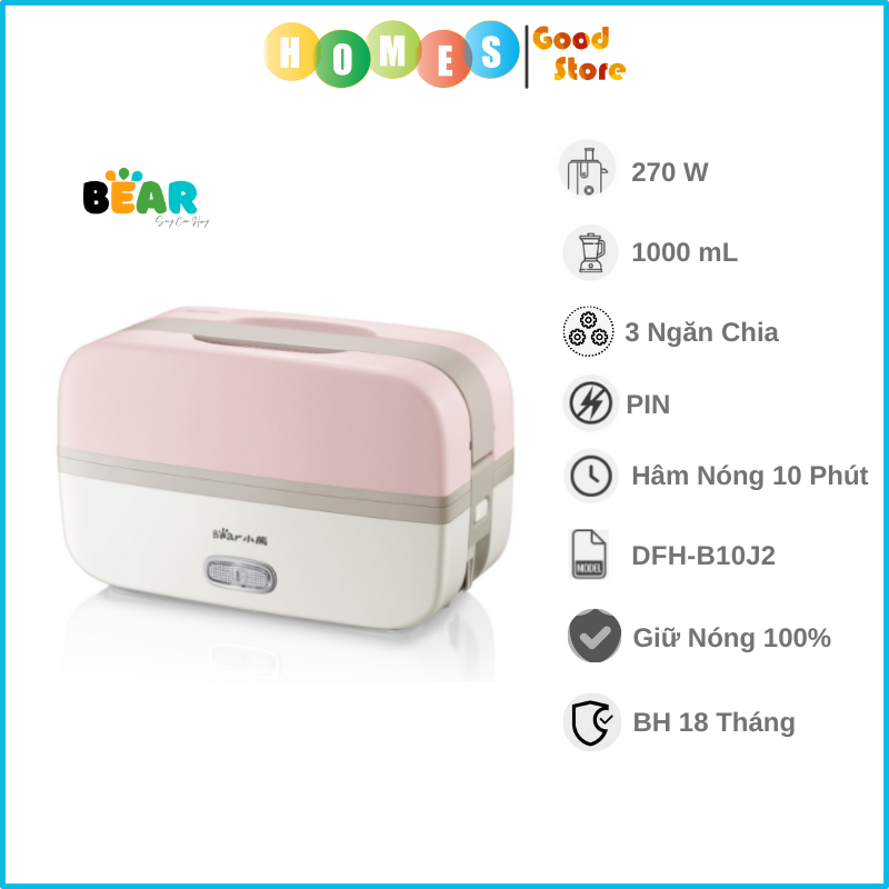 Hộp Cơm Điện Giữ Nhiệt BEAR DFH-B10J2 - Hàng Chính Hãng