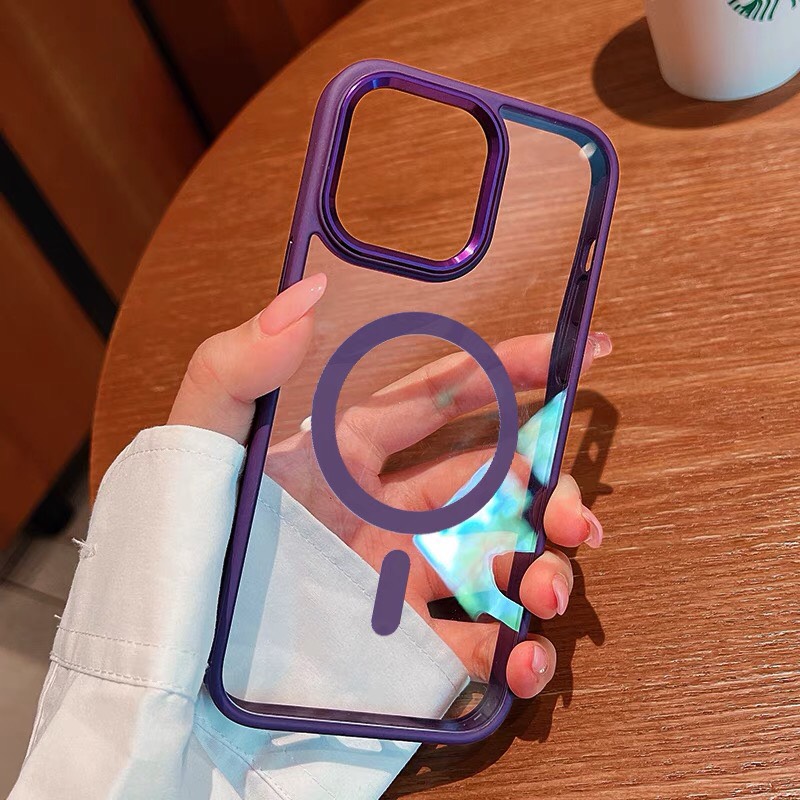 Ốp lưng viền tím từ tính, chống sốc dành cho iPhone 14 Pro Max/ 14 Pro/ 14 Plus / 14