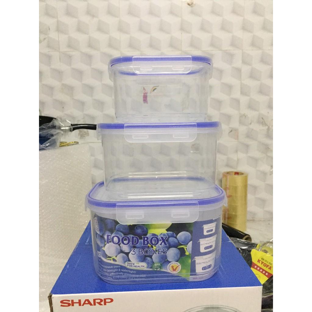 Bộ 3 hộp vuông đựng bảo quản thực phẩm