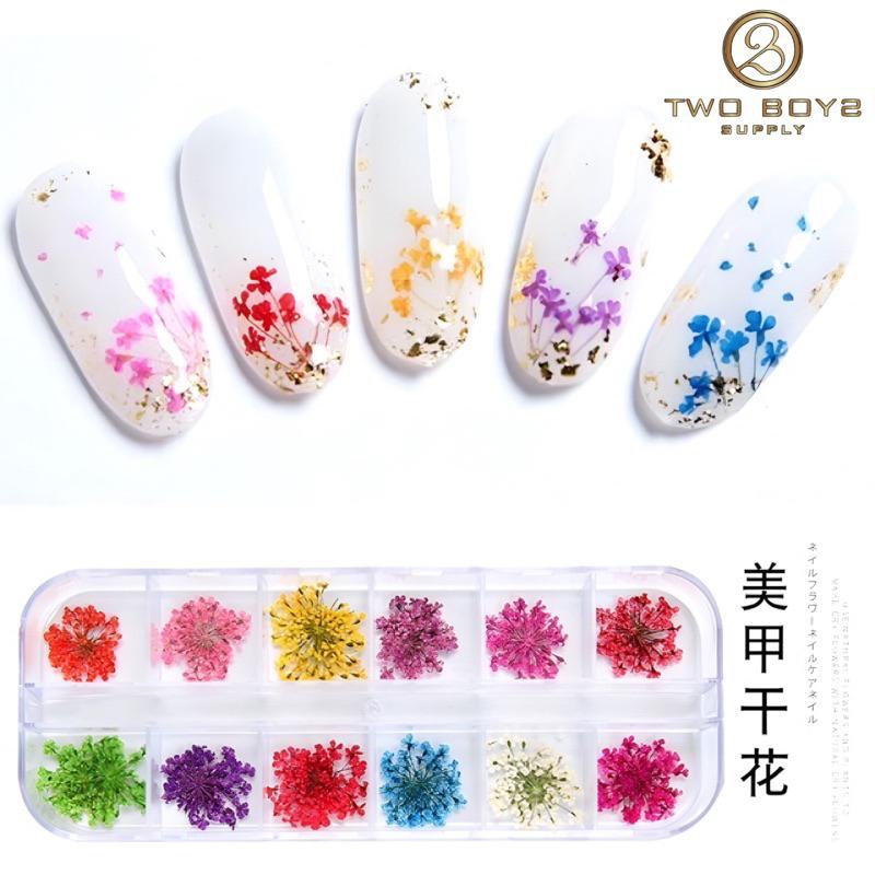 Hoa khô trang trí móng tay - Set 12 màu hoa chùm đắp gel ẩn phong cách Hàn Nhật