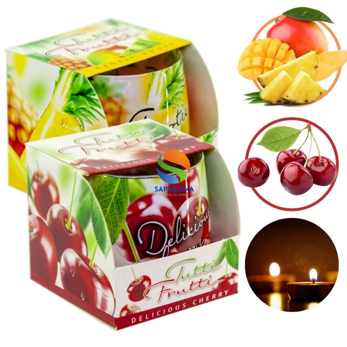 Combo 2 ly nến thơm tinh dầu Bartek Tutti Frutti 100g - trái cây rừng, nến trang trí, thơm phòng, thư giãn, hỗ trợ khử mùi