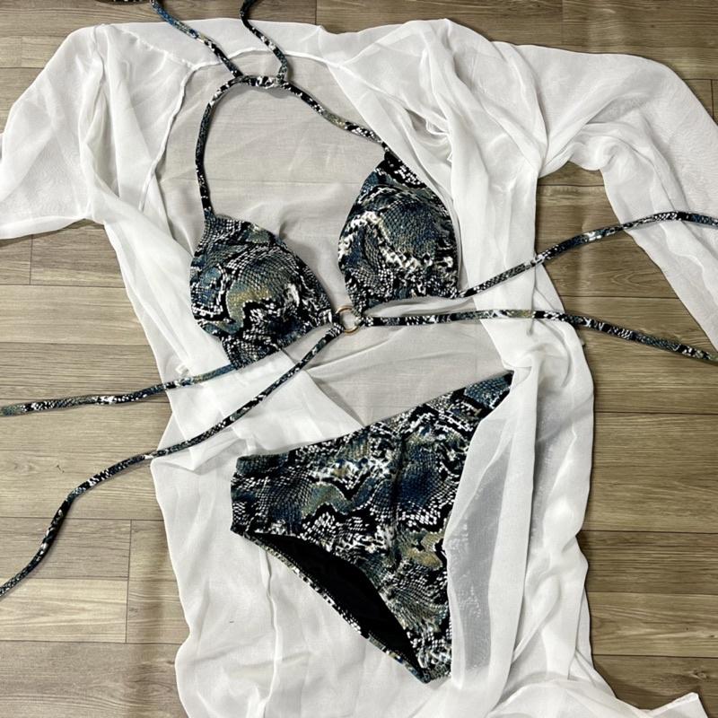 Bikini đồ bơi 2 mảnh hoạ tiết rắn phối khoen sexy