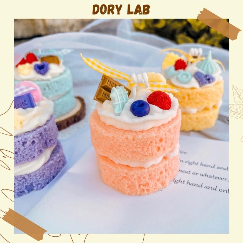 Nến Thơm Bánh Kem 2 Tầng Mix Topping Màu Pastel Handmade, Quà Tặng Sinh Nhật - Dory Lab