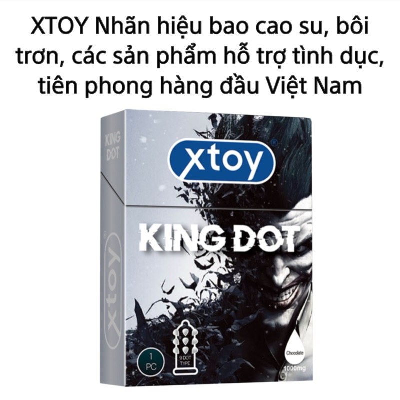 Bao cao su bi XTOY KING DOT 9 bi lớn siêu mỏng nhiều gel bôi trơn, hương chocolate