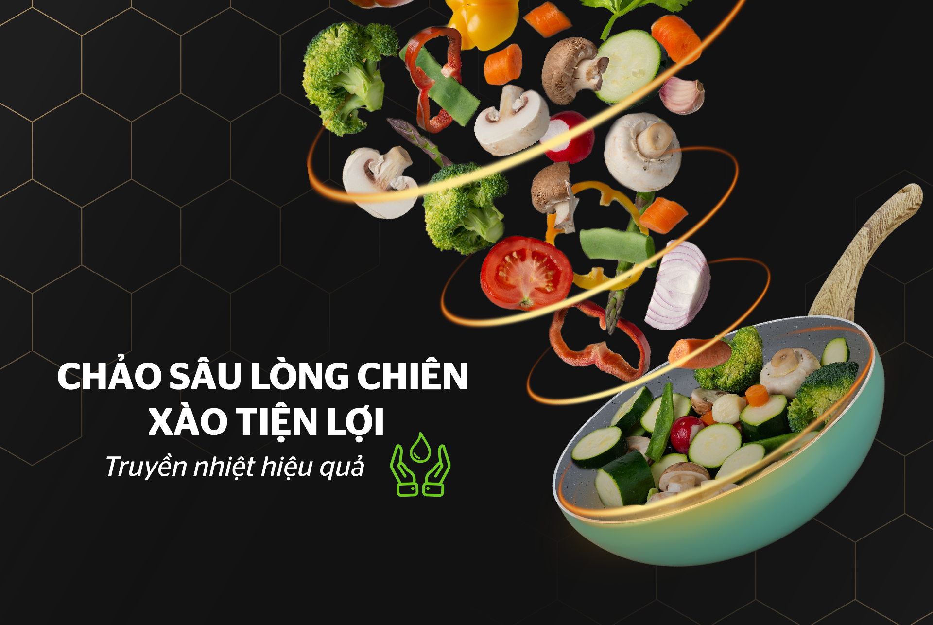 Chảo Sâu Chống Dính Vân Đá Sunhouse 22cm Clover CL22S - Hàng Chính Hãng