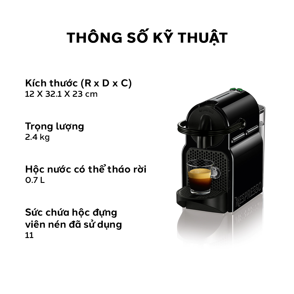 Máy pha cà phê Nespresso Inissia Đen - Hàng chính hãng