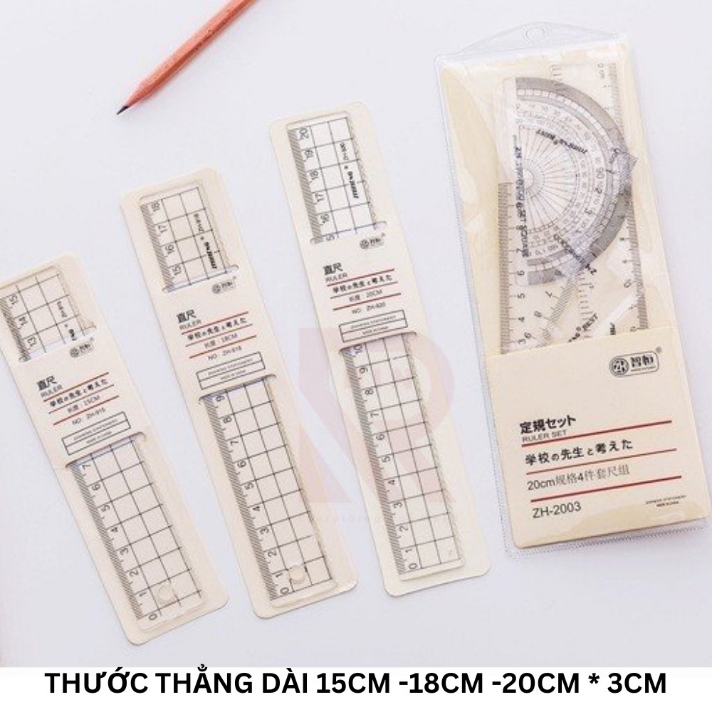 Thước kẻ ngang/ thước thẳng toán học nhựa cho học sinh- sinh viên  