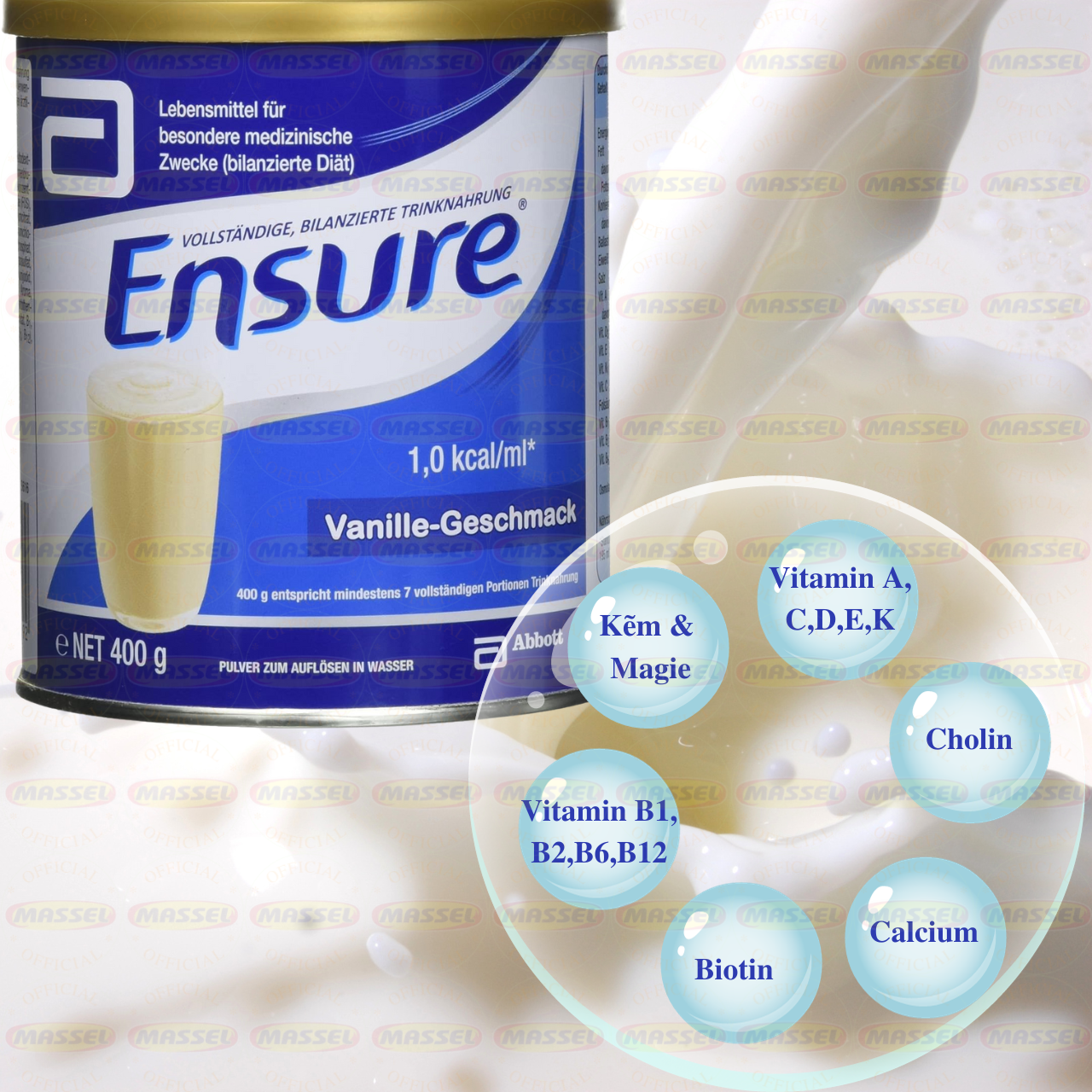 Ensure Đức cho người lớn, người ốm yếu, suy dinh dưỡng Ensure Vanille Geschmask - Cung cấp dinh dưỡng hồi phục sức khỏe - Massel Official