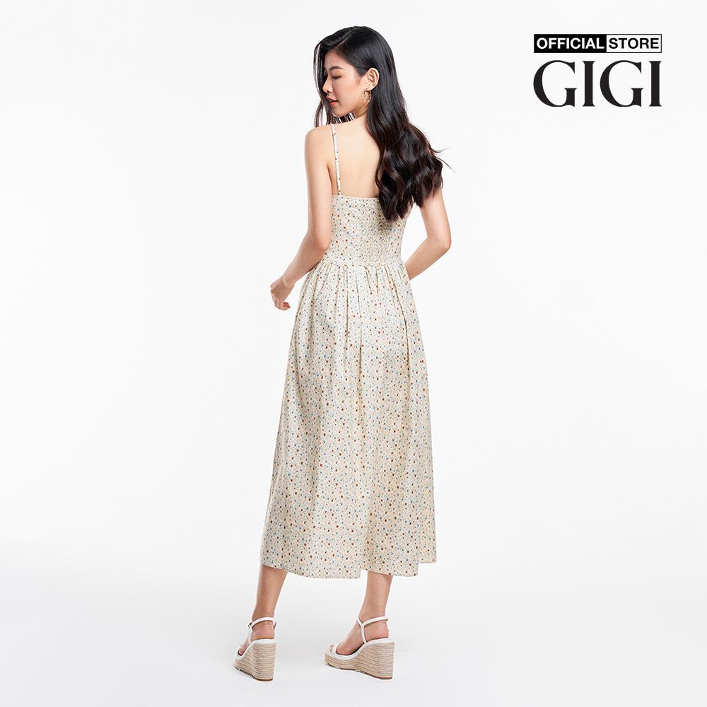 GIGI - Đầm hai dây midi cổ V dáng xòe thời trang G2102D233191