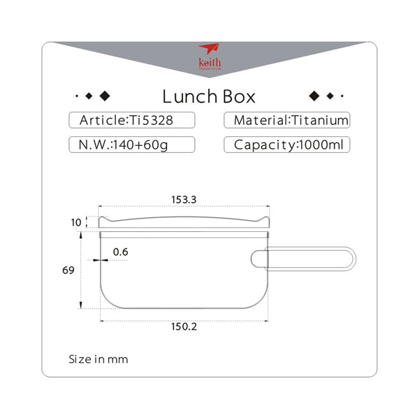 Hộp Lunch Box Titanium Keith Ti5328 1000ml