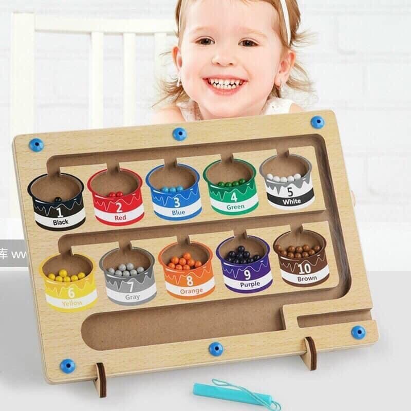 Bảng gỗ Montessori phân biệt màu sắc và số đếm cho bé - Bảng gỗ nhận biết màu sắc và số đếm cho bé - Orgavil