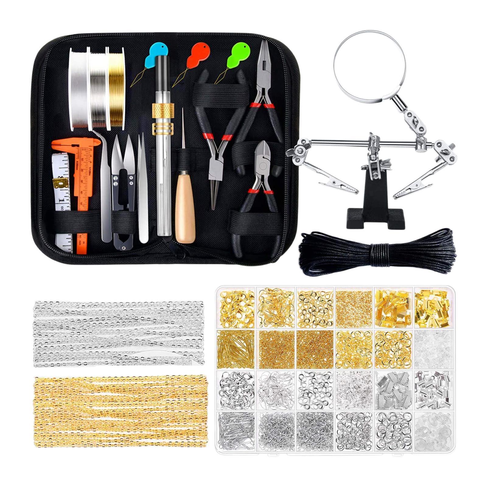 Jewelry Making Pilers Tweezers Tools Kit with Zipper Storage Case for Jewelry Crafting and Necklaces Bracelets Accessories Repair