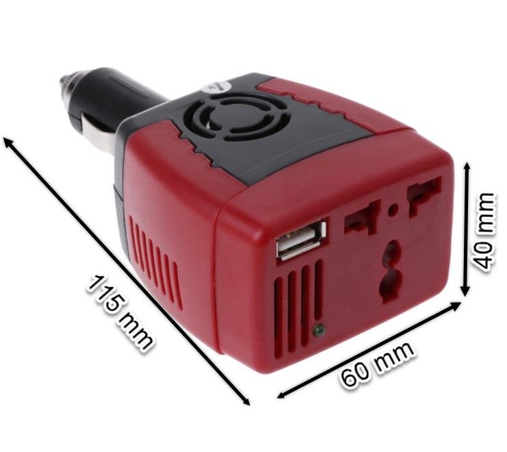 Bộ Chuyển Đổi Nguồn Điện DC 12V Sang AC 220V 150W Cho Xe Ô Tô Cao Cấp