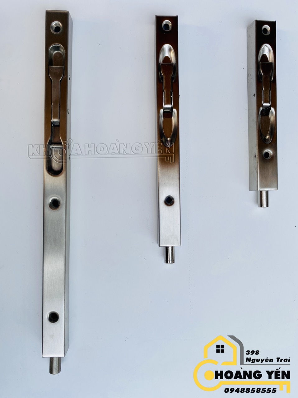 Chốt âm cửa inox mờ dài 15cm,20cm,25cm, 30cm, Chốt cổng inox âm