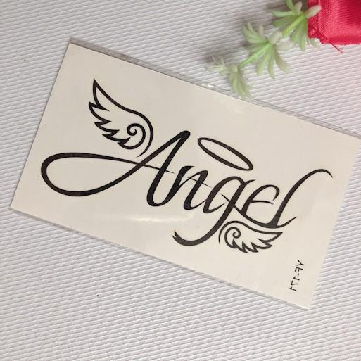 Hình xăm dán chữ angel lớn 10x6cm- mua 5 tặng 1 mini xinh