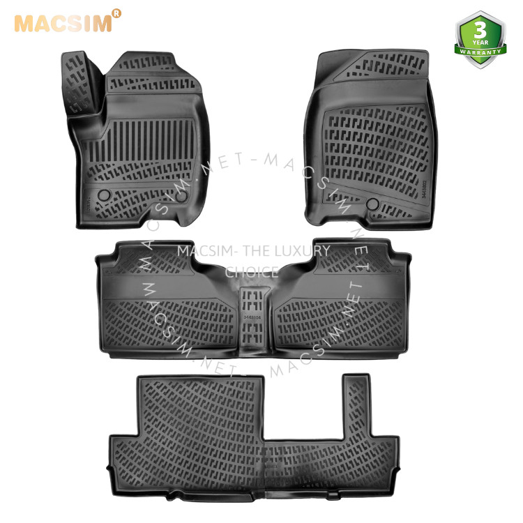 Thảm lót sàn ô tô nhựa TPU silicon GMC Denali XL/Yukon Denali XL Bucket Seating 7 Seats USA 2021+ Nhãn hiệu Macsim
