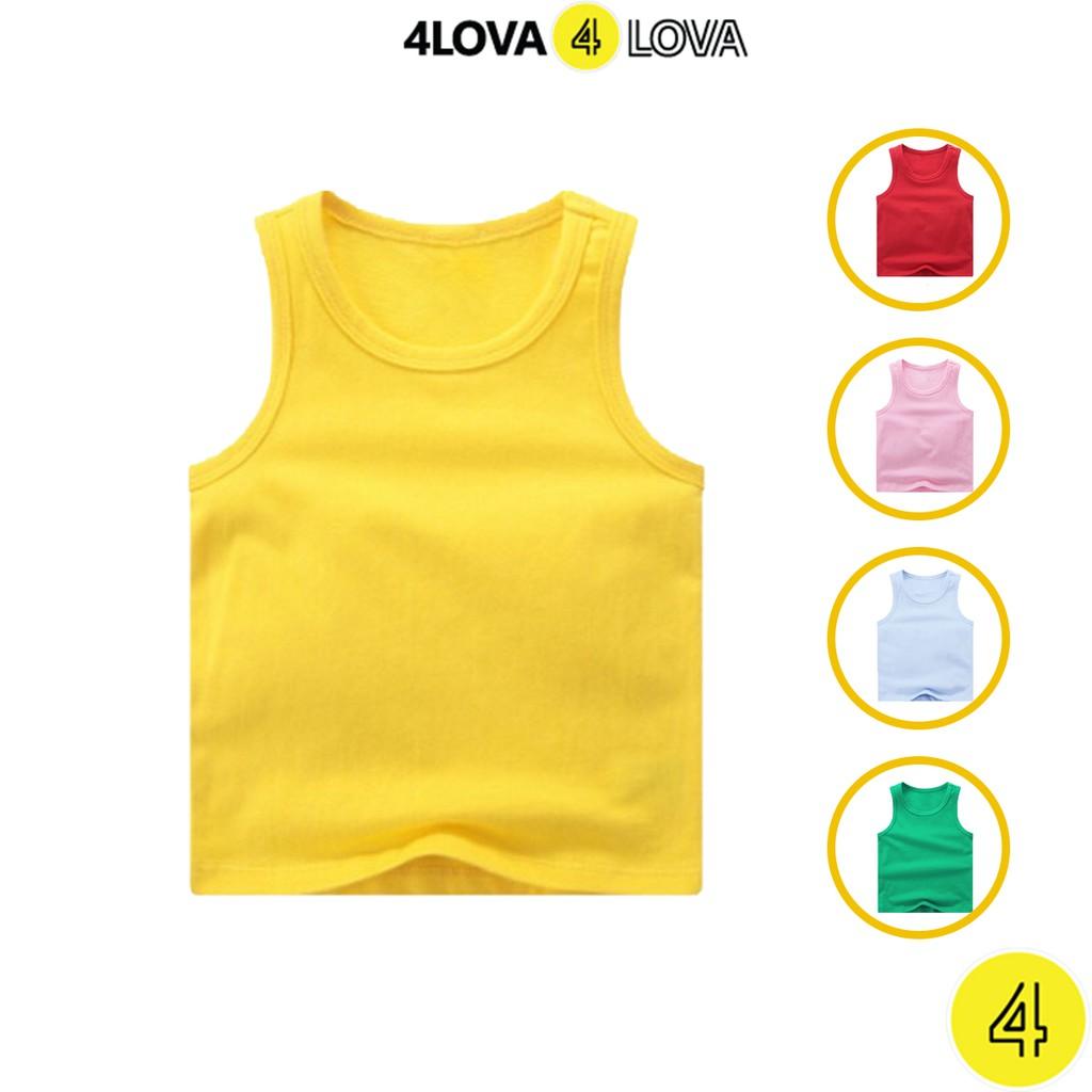 Áo ba lỗ bé trai bé gái chất cotton trơn 4LOVA basic hàng chính hãng từ 8-40kg