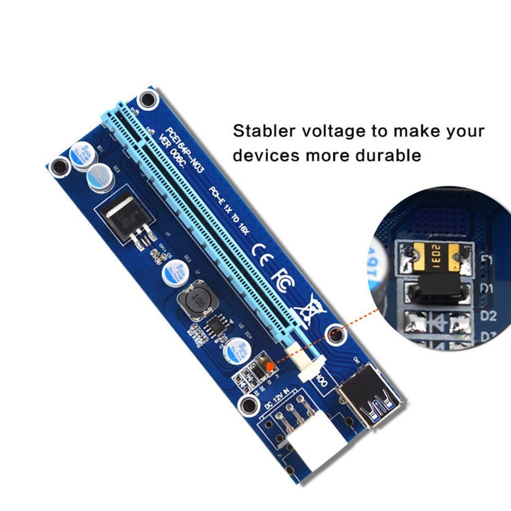 6Pack PCI-e Riser 1X to 16X 6Pin Graphics Extension Card Adapter Cable