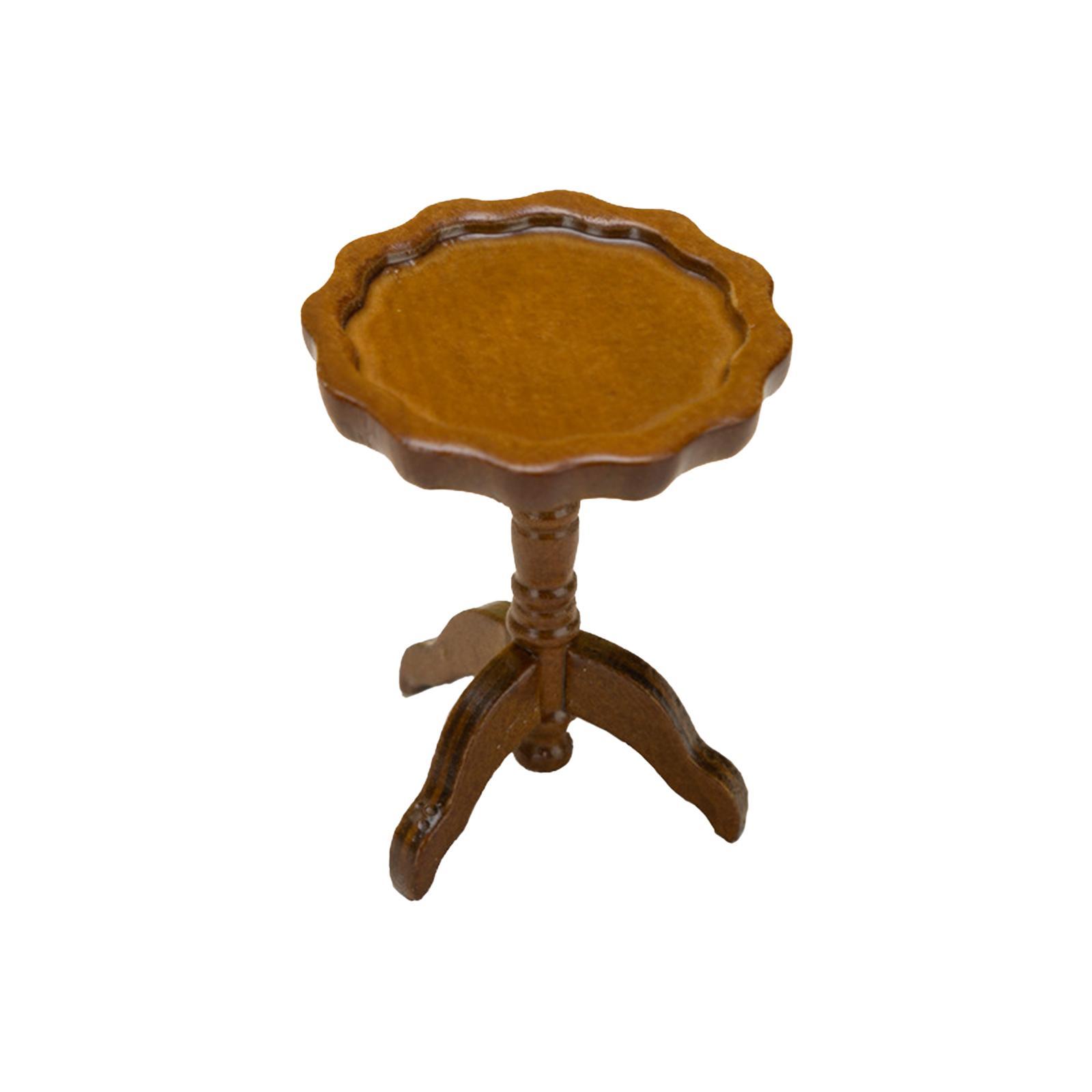1:12 Scale Miniature Dollhouse Table Accessories Wooden Tea Table Model Crafts for Pretend Play Decor DIY Scene Children Toy Dolls House
