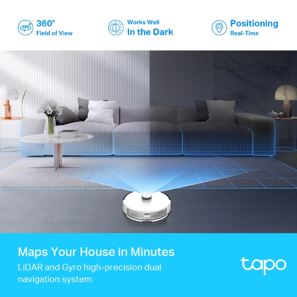 Robot Hút Bụi Và Lau Nhà TP-Link Tapo RV30C Mop / RV30C Mop Plus Điều Hướng LiDar & Gyro Công Suất 4200Pa - Hàng Chính Hãng