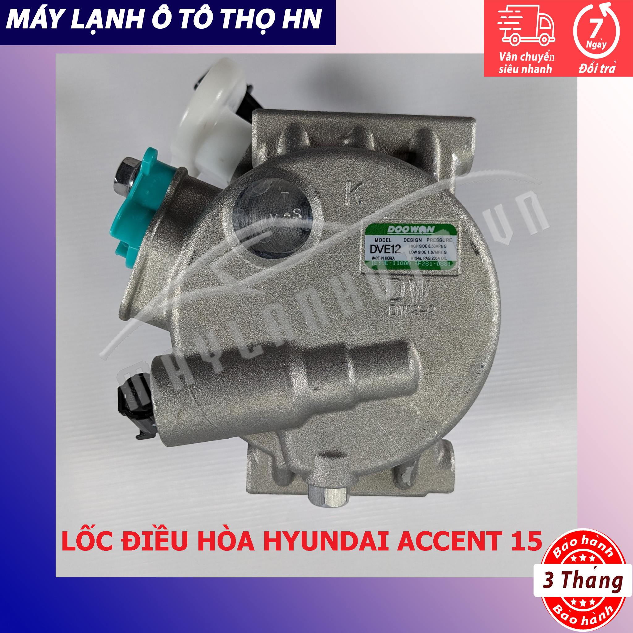 Lốc điều hòa (block,máy nén) Hyundai Accent 2015 2016 2017 hàng xịn Hàn Quốc 15 16 17 97701-1R900/C7000