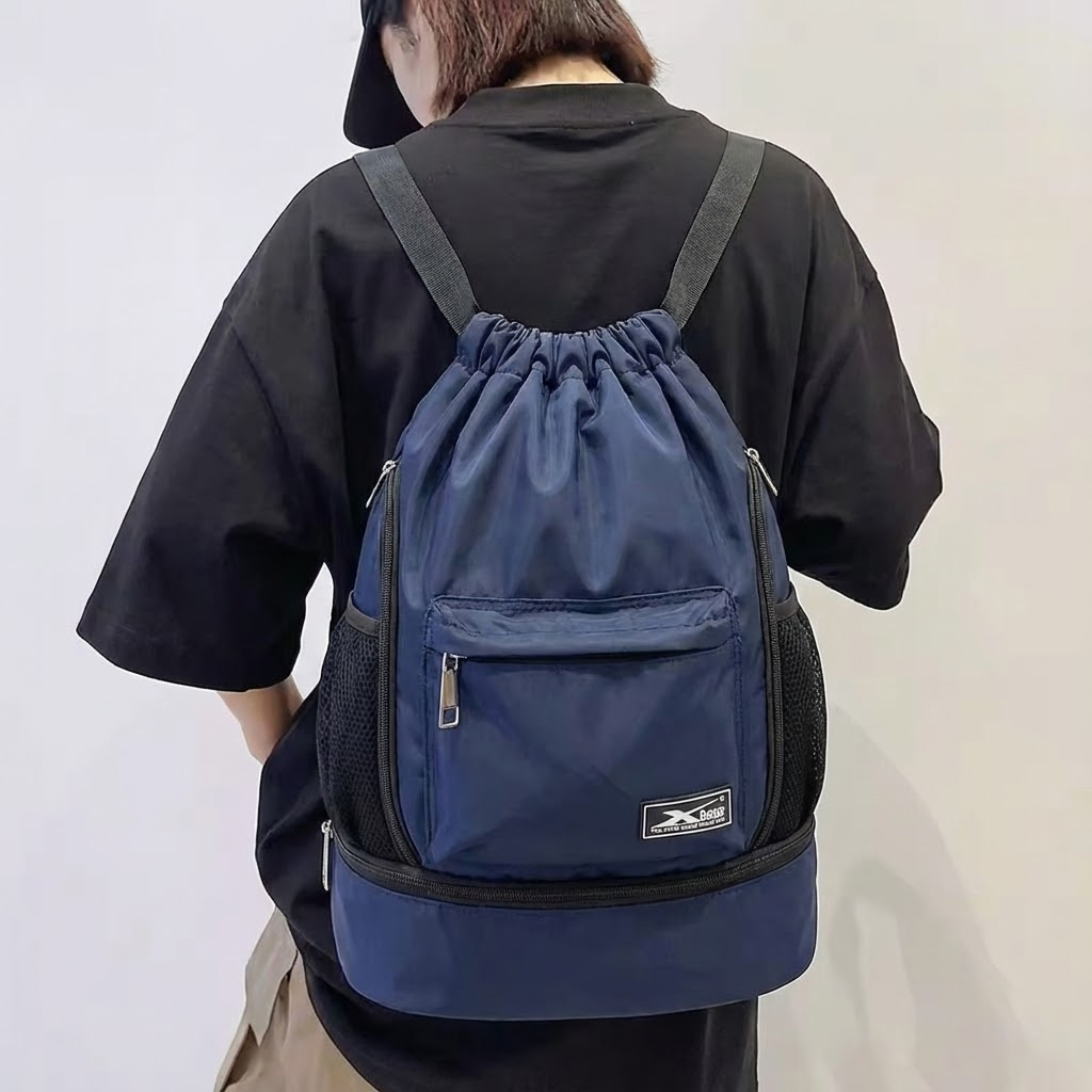 Balo dây rút thể thao xanh đen Xbags Wisdom Xb 6005,Chất liệu chống thấm nước hiệu quả, Chống tia UV