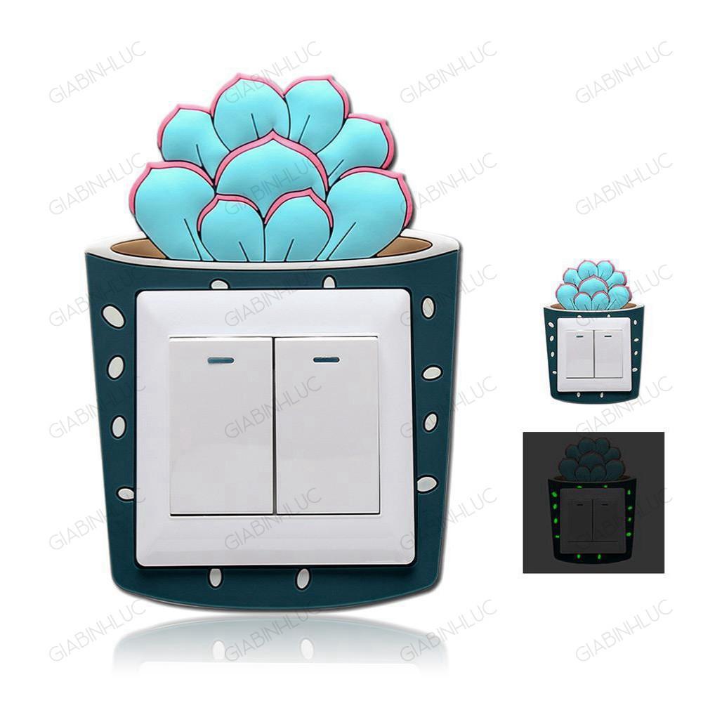 Miếng Dán Decal Trang Trí Ổ Cắm Điện Công Tắc Đèn 3D Phát Sáng Dạ Quang Cute Dễ Thương