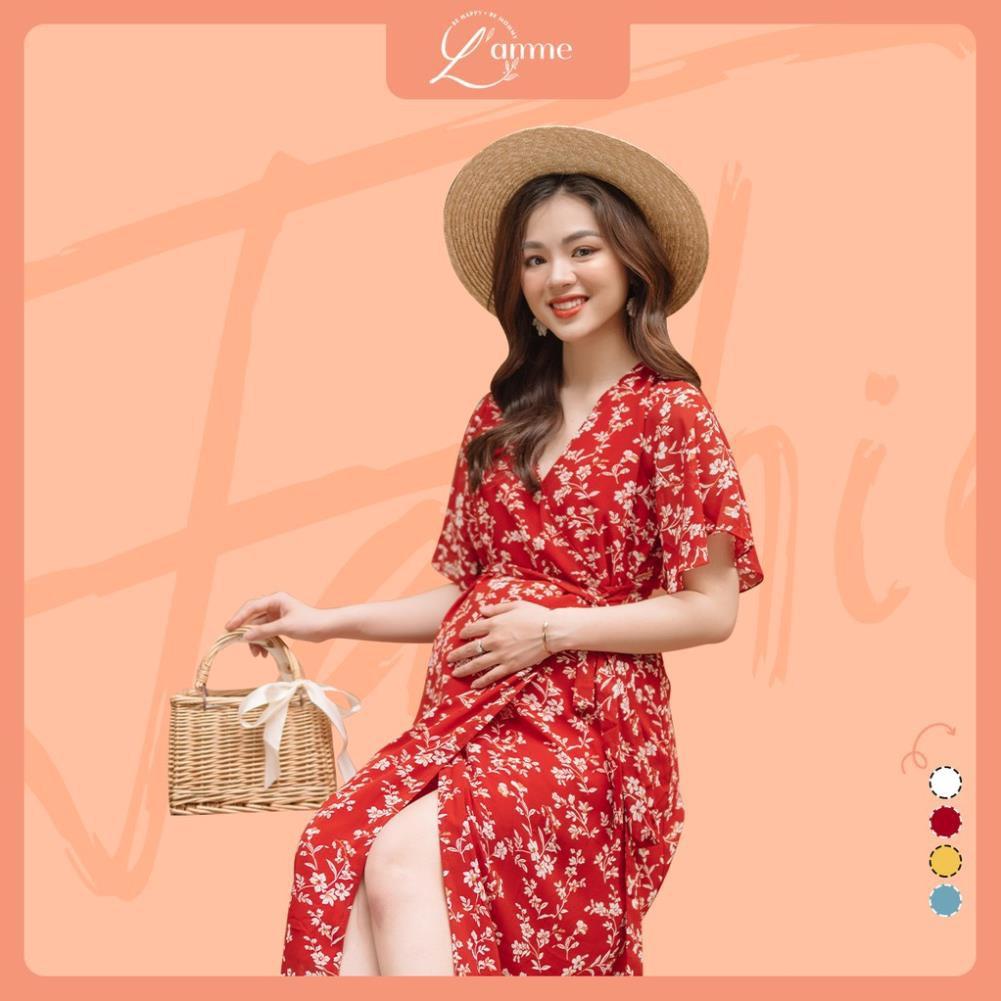 Váy bầu đẹp Jasmine Dress vải voan mềm mại đi du lịch, đi chơi thiết kế bởi LAMME ! *