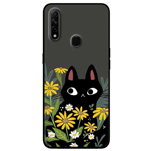 Ốp lưng dành cho Oppo A31 - Oppo A8 2020 - Mèo Đen Hoa Vàng