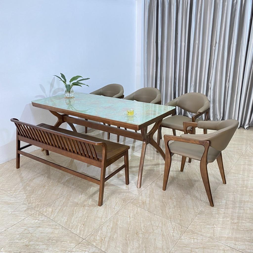 Bộ bàn ăn RUDY mặt đá - mặt kính