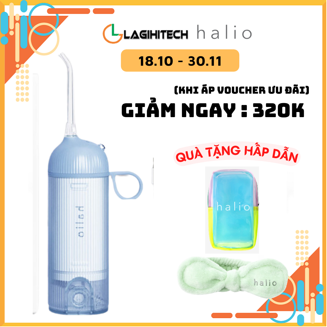 Máy Tăm Nước Halio UltraClean Oral Irrigator 3 Chế Độ Nhỏ Gọn Bỏ Túi