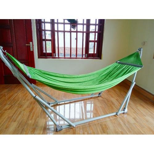 Bộ võng xếp khung thép phi 32 sơn tĩnh điện lưới dày 2 lớp nẹp rộng 45cm TD