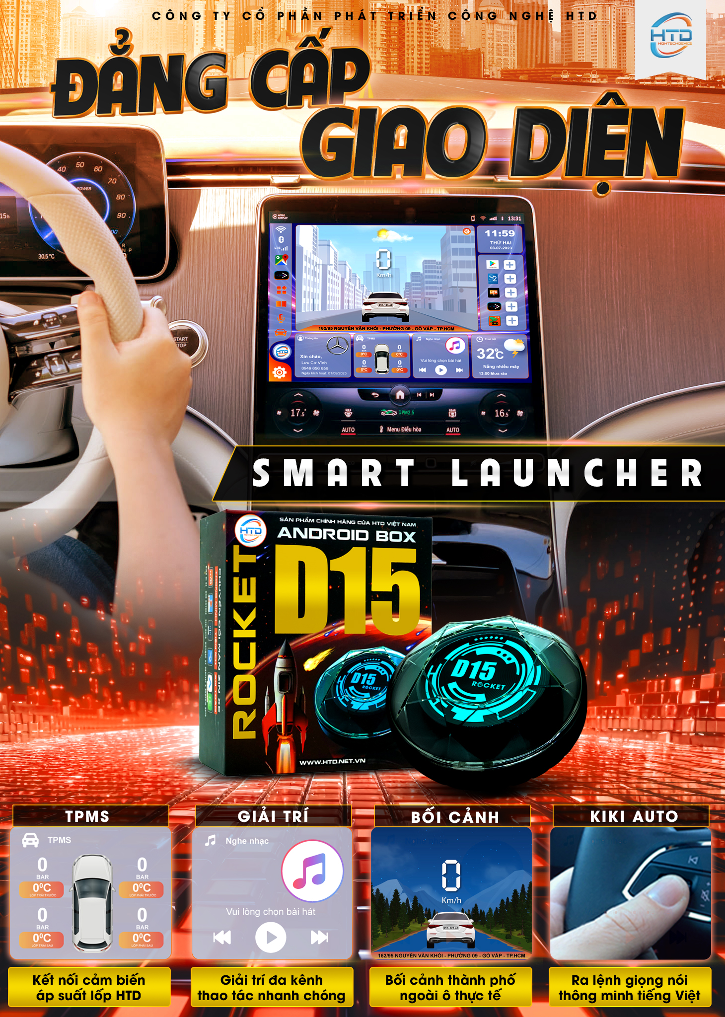 Siêu phẩm  D15 Rocket chuyển đổi màn hình Android ô tô - Cấu hình khủng RAM 8GB/ RAM 265GB/ QCM-6125