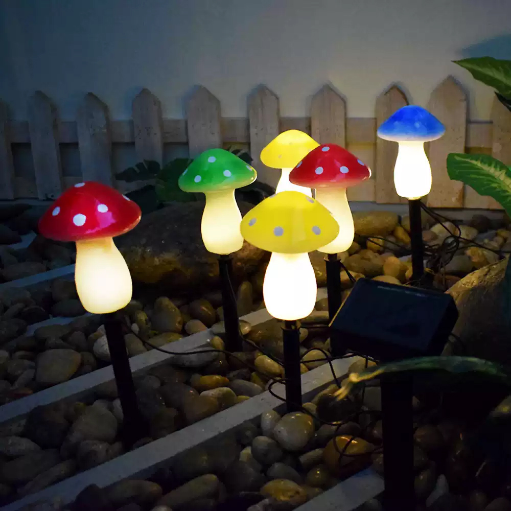 Đèn Trang Trí Năng Lượng Mặt Trời Hình Nấm, Nhiều Màu Sắc, 8 Nấm Đèn LED - DA3037