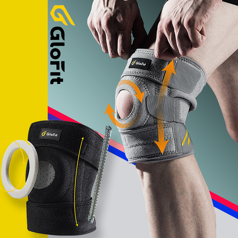 Đai Bảo Vệ Khớp Gối Glofit GFHX031 - Grey (Knee Support) Đai Gối Sử Dụng 3 Dây Quấn Tùy Chỉnh Độ Siết Bảo Vệ Dây Chằng Gối Và 2 Thanh Trợ Lực Khớp Gối