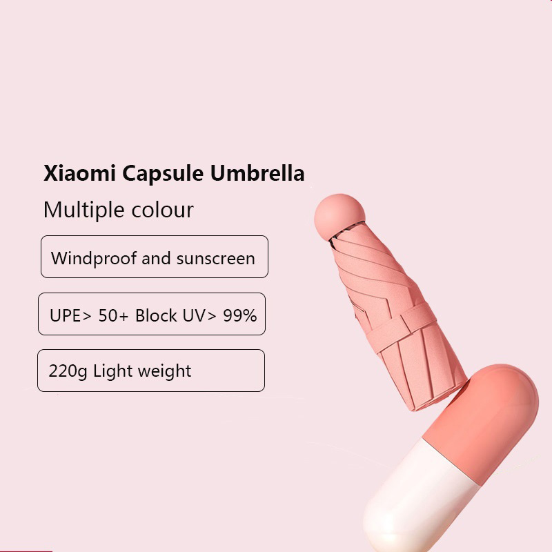 Mini Xiaomi Mi Zuodu Capsule Ô dù cầm tay Chống nắng chống nắng Mưa nắng Phụ nữ Đàn ông Ô Vinyl Lớp phủ UPE 50+ UV