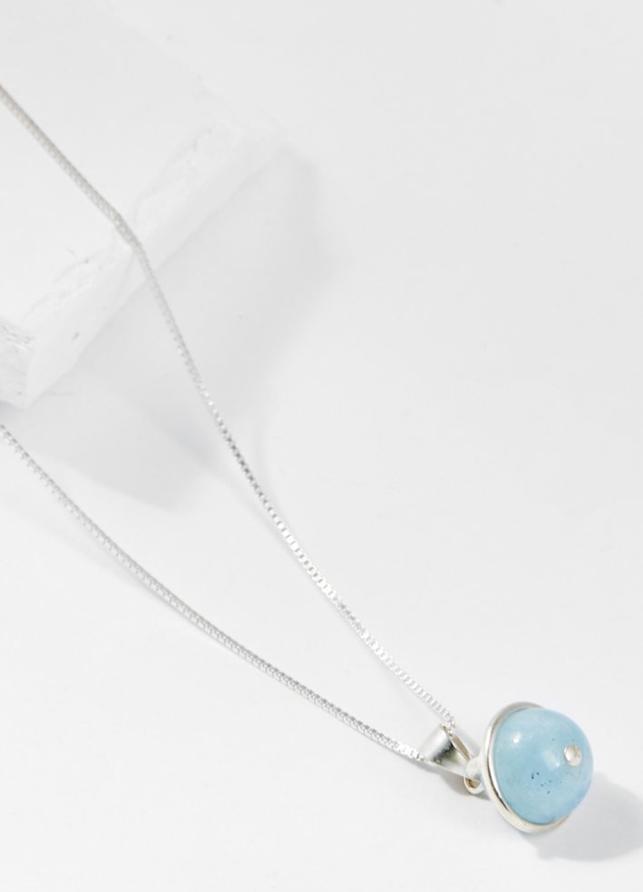 Mặt Dây Chuyền Phong Thủy Đá Aquamarine 1 Hạt Tặng Dây Chuyền Bạc Mệnh Thủy, Mộc Ngọc Quý Gemstones